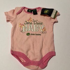 John Deere Baby short sleeve pink infant onesie